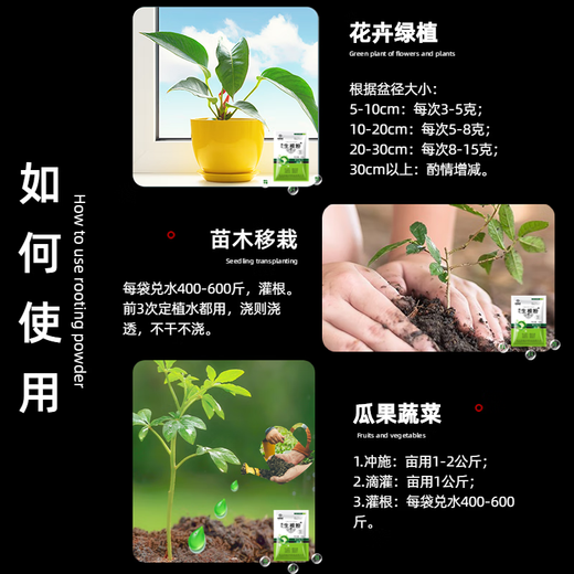 Zhongxiquan Breathable Rooting Powder Vegetables and Flowers Field Fruit Trees and Fruits Transplanting Seedlings Rapid Rooting Agent Powerful Rooting Liquid 500g*3 Bags