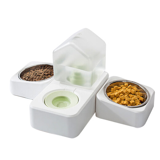 Nervous Cat Bowl Ceramic Double Bowl Food Bowl Cat Drinking Bowl Dog Bowl Protects Cervical Vertebra Automatic Drinking Pet Supplies Anti-Tip Moonlight White Stainless Steel Three Bowls Anti-Tip, Does Not Wet Mouth, Universal for Cats and Dogs