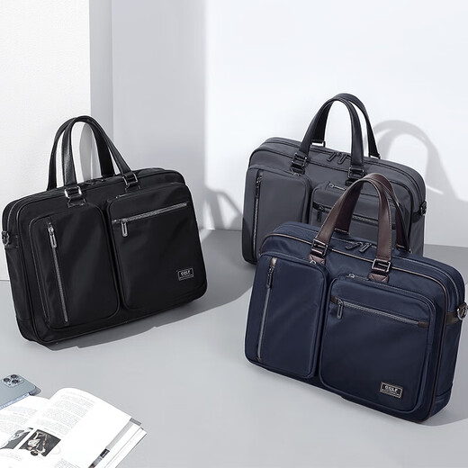 Golf GOLF business briefcase men's large-capacity handbag men's 15.6-inch computer bag multi-compartment water-repellent casual shoulder crossbody bag 5I698441J black