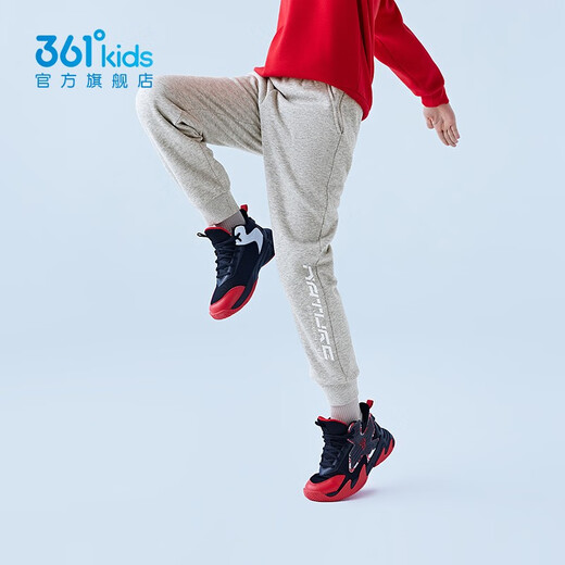 361 Children's clothing children's knitted thickened trousers winter new boys' sports pants medium and large children's fashionable casual pants light tile gray 160