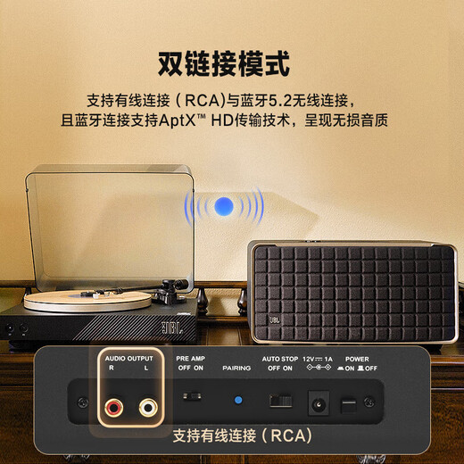 JBL Music Family 200 Bluetooth Speaker + Music Waltz SPINNER BT Professional Gramophone Vinyl Record Player Set