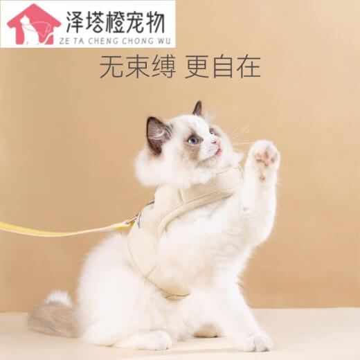 Cat traction rope to prevent break-away, special cat walking rope, cat rope, cat rope, small dog chain, fluorescent green + 3 meters automatic traction rope