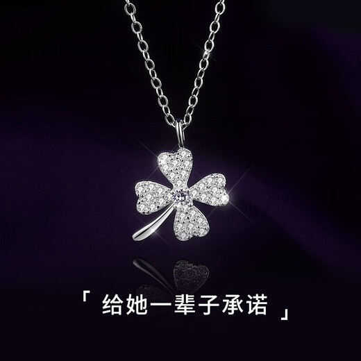 Farcoko pt950 platinum necklace women's four-leaf clover pendant platinum clavicle chain fashion jewelry birthday gift for girlfriend pt950 platinum necklace + diamond four-leaf clover pendant - exquisite high-end gift box