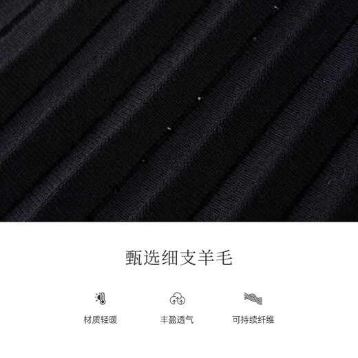 Collatier Autumn Elegant Thin Wool A-Line Skirt Women's Black L