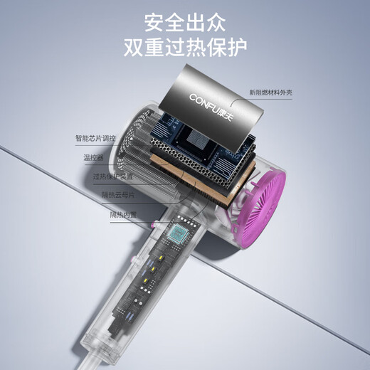 CONFU hair dryer home high wind 1800W high power barber shop dedicated smart constant temperature hair dryer portable styling hair dryer holiday gift 3143 3143 constant temperature no negative ions 1800W light luxury gray