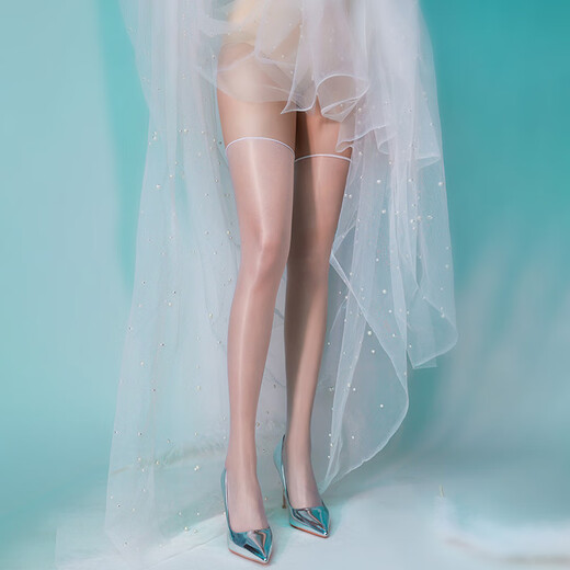 Langsha stockings women's long horse oil stockings sexy and interesting oily thigh stockings ultra-thin black silk borderless knee-high stockings