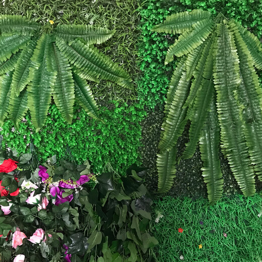 Win the show, simulated plant wall, green plant wall background wall, green simulated plant mall advertising door head artificial decoration, four-headed grass 40*60CM without decoration one piece