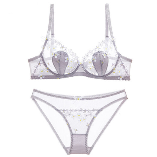 萱丝芙品牌内衣女红色本命年性感文胸套装女胸罩薄款大胸显小女蕾丝马年 红色(配三角裤) 75D 34D=(M)