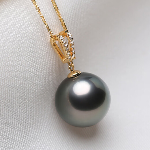 Xuanxian Black Pearl Pendant Diamond Seawater Necklace for Wife and Mom Single Perfect Round Red 9:05-10mm40cm