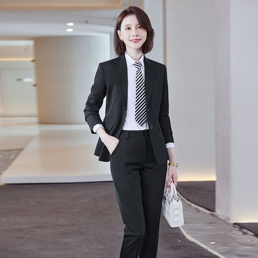 Troman black suit suit, women's business attire, formal interview attire, college student work clothes, suit jacket, two-piece set