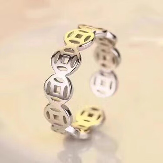 Pure silver S99 sterling silver ring to attract wealth, copper coin ring, opening adjustment, women's fashion transfer silver jewelry, index finger, ring finger, Qian Duoduo (open style)
