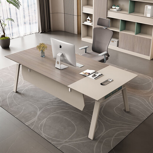 OUDITU boss desk office desk simple modern manager desk supervisor desk and chair combination office furniture president desk executive desk South American Cherry 1.6m supervisor desk + mobile side cabinet