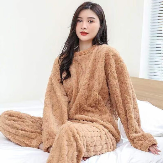 Thick and warm, skin-friendly and comfortable coral velvet pajama set, purple, one size fits all, 80-140Jin Jin equals 0.5kg