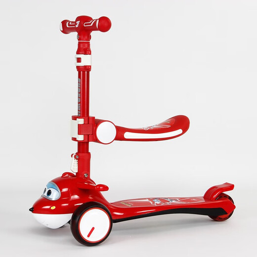 Super Flying Scooter SW-688 Ledi Xiaoai Animation Cartoon Foldable Airplane Head Children's Scooter Ledi Hong [Flash Wheel + Anti-roll + Protective Gear]