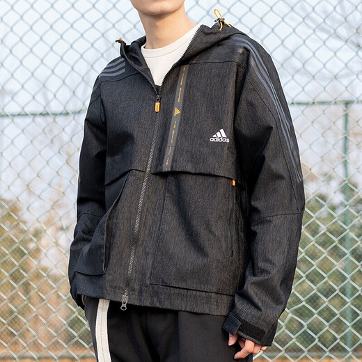 Adidas Men's Jacket 2024 Spring and Autumn Sportswear Hooded Fleece Jacket Warm Casual Top HE9904 Inner Mesh Lining 2XL