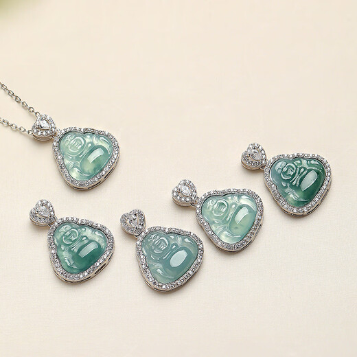 Heart Ginseng Jade Guaranteed Price 11.11 S925 Silver Inlaid Jade Pendant Women's Big Belly Buddha Jade Pendant Birthday Gift