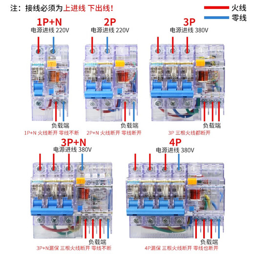 Transparent 15MA leakage protector DZ47LE highly sensitive operating current 15 mA 2P16A3P63A leakage protection operating current 15MA 3P+N 32A