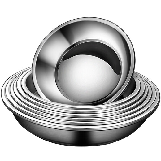 Labton stainless steel deep plate food grade round plate thickened vegetable plate deep plate tray soup plate tableware dinner plate snack plate fish plate 316 material 20cm round plate
