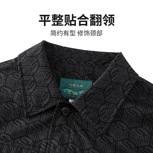 Dances with Wolves Palace Culture Co-branded Jacket Men's Casual Lapel Allover Printed Men's Jacket 001 Black 175