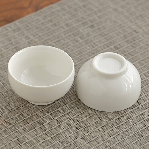 Gold inlaid jade tea set, ceramic kung fu teapot and cup, free gift box, high-end benefits, white porcelain simple clouds and water ballads