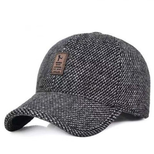 Jiaxuan autumn and winter men's cotton hat outdoor sports dad baseball cap casual warm ear protection cap middle-aged and elderly peaked cap elderly cap dark gray