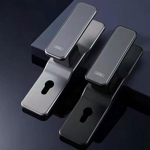 Huili customized silent door lock luxury bedroom door lock universal solid wood door handle black gold straight push door lock XF02 black 35-50mm universal type with key