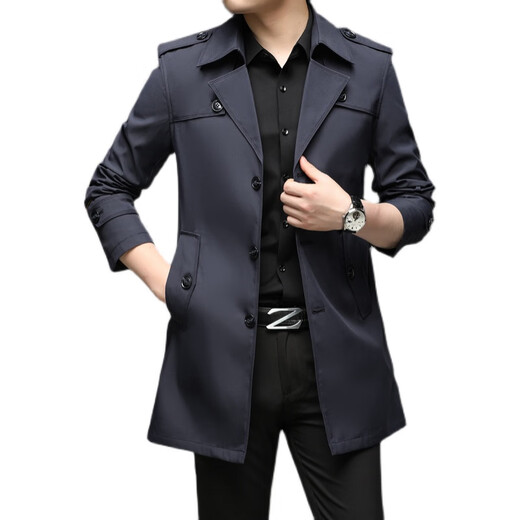 ROMON повседневная ветровка мужская осенне-зимняя деловая против морщин корейская версия с тонкими лацканами средней длины из хлопка с утолщенной накидкой 8906 хлопок черный M 90-110Jin Jin равна 0,5 кг износа