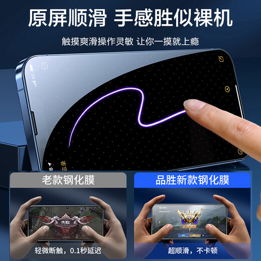 品胜适用苹果16e/14/13/13Pro钢化膜iPhone16e/13/13Pro/14高清无边膜 防摔抗指纹全覆盖钢化膜 2片装