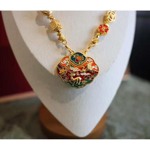 Dusk enamel colorful deer multi-treasure national style necklace detachable and versatile single necklace