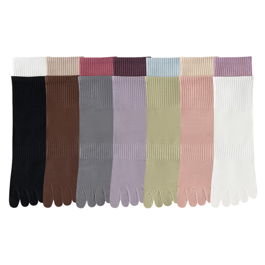 Yalu five-finger yoga socks mid-tube spring and autumn cotton socks non-slip sweat-absorbent sports Pilates fitness split toe socks (green + pink) 2 pairs one size fits all (35-38)