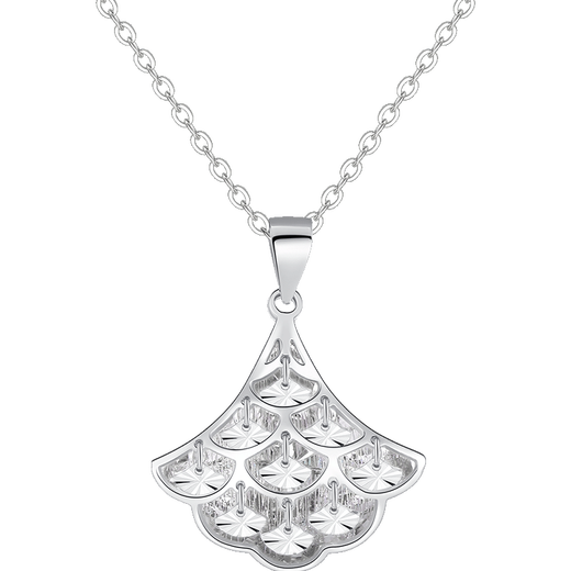Aido Diamond pt950 platinum pendant for women platinum fan-shaped small skirt pendant pendant colorful craftsmanship medium size 2.8-3.0 grams + delivery silver chain
