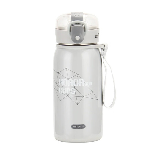 Huaxiang (HONOR) Huaxiang No. 7029 thermos cup 304 stainless steel student spring lid with straw thermos cup portable high-value water cup gray 420ml