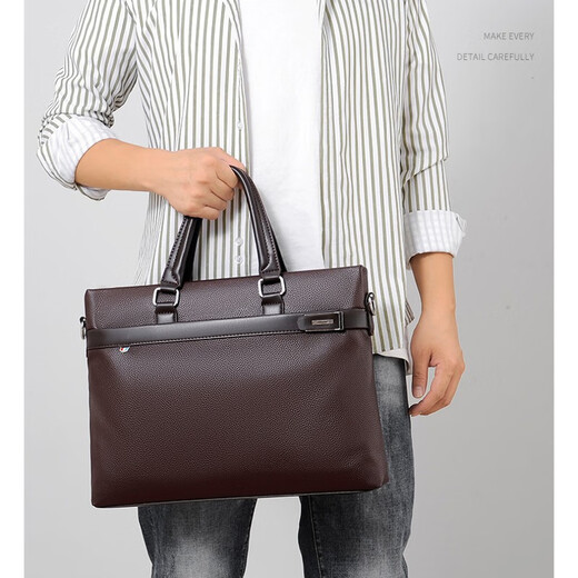 Woodpecker (TUCANO) men's handbag horizontal style men's business briefcase shoulder crossbody men's bag computer file bag Valentine's Day black large bag 14 inches