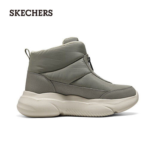 Skechers New Year's Gift Winter Boots Women's Shoes Thick Soled Height Snow Boots Warm Cotton Shoes Mid-High Top Velvet Bread Boots 168062