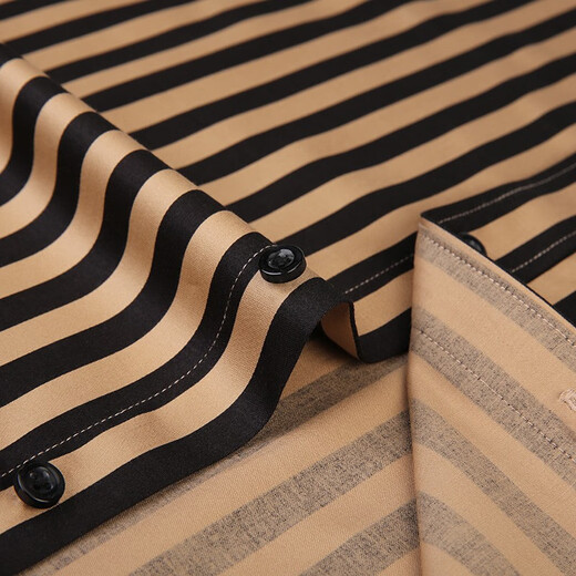 Caizi Yijia striped shirt men's short-sleeved stretch cotton summer slim half-sleeved clothes trendy men's business casual shirt men yellow stripes 5008D 42