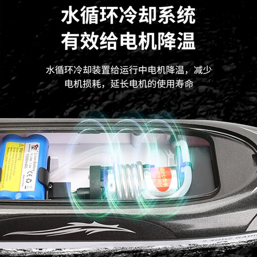 Remote control boat, high-speed speedboat, super large electric pull net for children and boys, one-button decoupling, self-turning, reset, anti-collision and nesting, 47cm large pull-net boat 809 black, standard single electric version