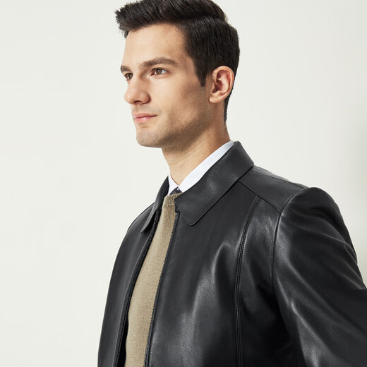 Shanshan first layer sheepskin leather jacket men's autumn and winter business casual commuting versatile genuine leather lapel fitted crisp jacket
