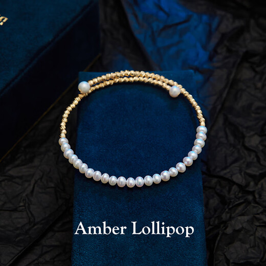 Amber Lollipop Wang Yuwen's same style pearl bracelet for women niche bracelet bracelet anniversary birthday gift for girlfriend and wife gold bracelet (pearl + 14k gold plated)