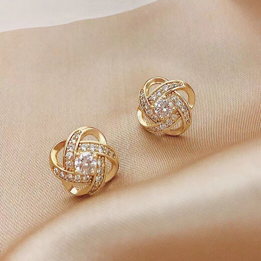 DidiZoo small fragrance style zircon four-leaf clover earrings for women niche design accessories elegant earrings freshwater pearl earrings
