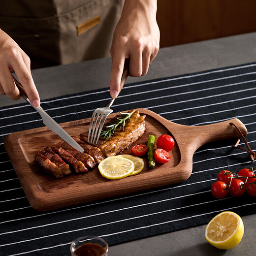 Original ebony solid wood steak board cutting board steak dinner plate western food wooden pizza plate wooden plate steak board tray whole wood steak board