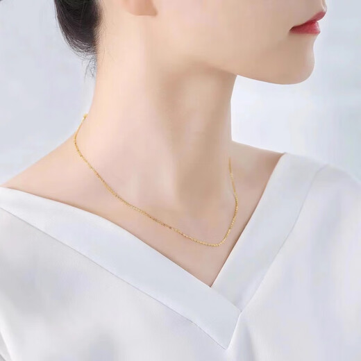 Fat Donglai quality color gold snake bone chain 18K gold 18K gold necklace women's K gold versatile chain snake bone O-shaped Chopard 2.8g 45cm x o-shaped chain (+ four-leaf clover pendant)