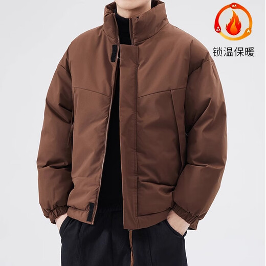 MiiOW American simple men's cotton coat autumn and winter new casual cotton clothing trendy brand versatile bread coat warm cotton jacket black L