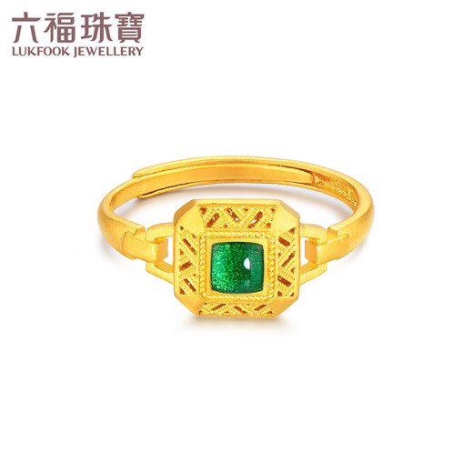 Lukfook Jewelry Fuman Heirloom Series Full Gold Bishadow Gilded Gold Ring as a Gift Price F48TBGR0010 3.68g (including labor cost 526 yuan)
