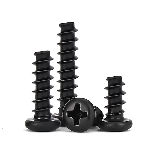 Jinchao PB hard iron carbon steel black round head cross flat tail self-tapping screw pan head small screw M1-M3M5mm M3*14 (200 pieces)
