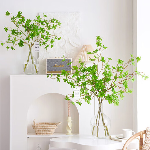 Flower e flow horse drunken wood simulated green plants Japanese hanging clock plant fake flower simulated flower indoor living room table decoration bouquet ornaments 108CM hanging clock 3 branches + big belly bottle medium size