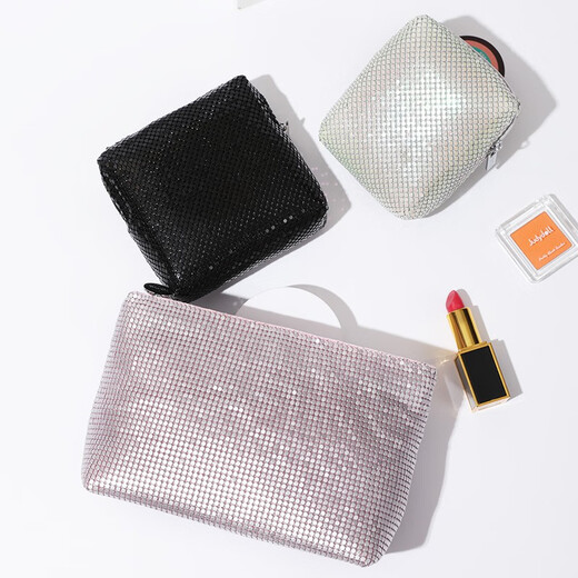 ToMill Portable Cosmetic Bag Women's Portable Storage Bag Clutch Bag Exquisite Small Bag Large Capacity Lipstick Bag Menstrual Bag Evening Bag Modern Girl-Black