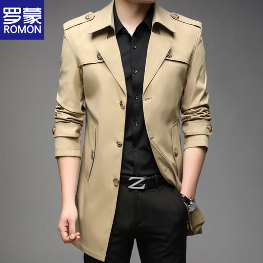 ROMON повседневная ветровка мужская осенне-зимняя деловая против морщин корейская версия с тонкими лацканами средней длины из хлопка с утолщенной накидкой 8906 хлопок черный M 90-110Jin Jin равна 0,5 кг износа