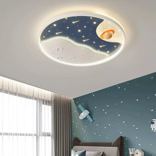 凡丁宁儿童房吸顶灯全光谱护眼男孩创意宇航员卧室灯中山灯具2024款 全光谱-宇航员 白色【三色光】