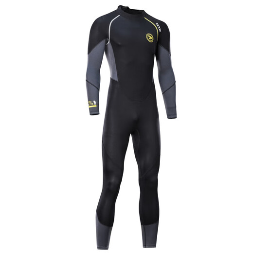 ZCCO's new 1.5mm wetsuit men's one-piece surfing suit sun protection winter swimming warm snorkeling suit swimming jellyfish suit black gray M