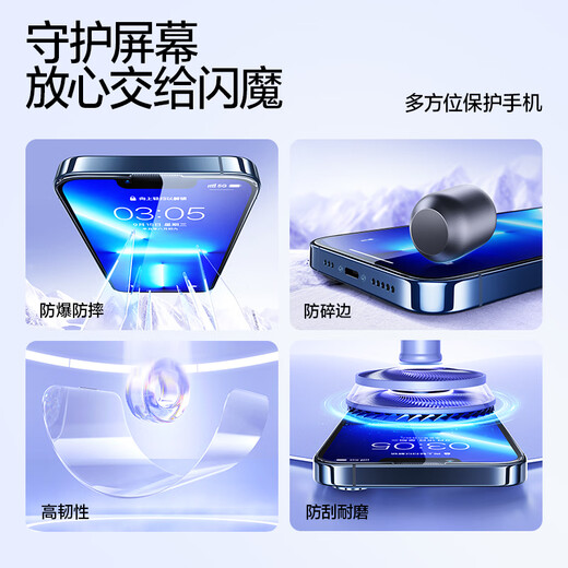 Flash Magic is suitable for iPhone 13 tempered film, dust-free cabin, iPhone14 mobile phone film 13pro/14plus high-definition anti-fingerprint, anti-fall, anti-earpiece, dust-proof protective film, ultra-clear | dust-free cabin book style, 2 pieces for Apple 13/13Pro/14